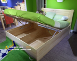 纯芬兰松木1.5米气动高箱储物床 北欧全实木1.2米儿童箱体床 C015