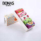BONAS/宝娜斯5双盒装秋冬新品棉袜宝宝袜子卡通健康儿童婴儿袜子
