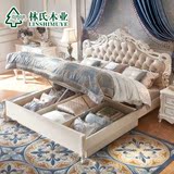热卖林氏木业公主床1.8米双人床欧式床白色婚床 床头柜床垫成套KA