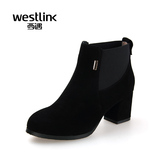 Westlink/西遇 秋冬季新款 英伦切尔西靴粗跟高跟短靴子女鞋