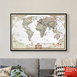 美式风格复古超大世界地图挂图创意装饰画公司办公室艺术壁画