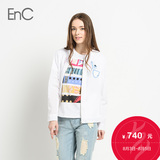 ENC2016夏女装新款纯色趣味印花短款长袖薄外套夹克EHJJ62458H1