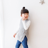 2016春款女童儿童装宝宝灰色气质纯色马甲百搭韩版纽扣针织背心