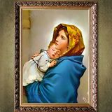 天主教圣像画仿真油画 天主教油画圣像纯手绘圣母抱耶稣油画定制3
