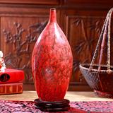 官方正品窑变落地花瓶陶瓷摆件中国红冰片裂纹大号收藏花瓶小金