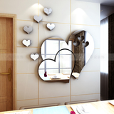 心形镜面3D水晶立体墙贴温馨创意爱心客厅卧室婚房亚克力背景墙贴