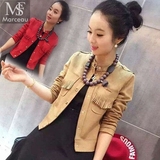 韩国东大门学生短外套 复古开衫夹克麂皮绒短款上衣小外套女装潮