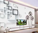 3D立体手绘蒲公英室内电视背景墙大型壁画壁纸无纺布无缝墙纸客厅