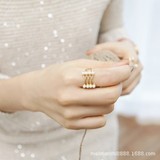 韩国 热卖 来自星星的你千颂伊同款珍珠戒指 14k玫瑰金 JZ-152