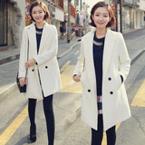 2016春季韩国时尚装加厚保暖中长款风衣羊毛呢子修身外套女士大衣