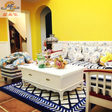 莎美尔 欧式地中海风加厚客厅床边玄关 蓝色格子地毯 样板间地毯
