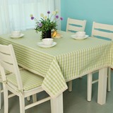 布锦色华年欧式田园绿色小格子布艺桌布棉麻风格防水长方形餐桌