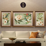 尚尚木莲 美式客厅餐厅装饰画 欧式沙发背景墙三联挂画 组合壁画