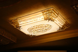 1米长方形led吸顶灯客厅灯 欧式奢华传统金黄色水晶灯 正方形75cm