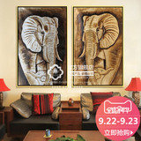 驿尚东南亚泰式风格纯手绘客厅油画装饰画抽象画壁画金银大象