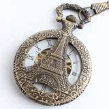 法国埃菲尔巴黎铁塔镂空复古怀表青铜机械怀表男女士古董礼品手表