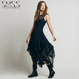 SMSS欧洲站新款夏装背心蕾丝连衣裙潮 不规则下摆性感长裙