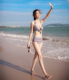 香港代购正品维多利亚新款时尚钢托聚拢比基尼罩衫三件套女游泳衣