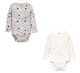 HM H&M童装 女童女婴儿宝宝柔软有机棉印花连身衣 香港专柜代购