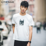 gthomme2016夏季新款男士T恤青年韩版修身蝙蝠侠印花体恤打底衫潮