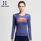 虎迹  秋冬女士超人系列运动长袖紧身衣 速干透气瑜伽健身训练服