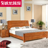 特价中式全实橡木床619#实木婚床双人床烤漆实木床橡木大床包送