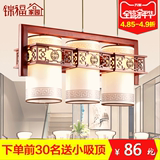 中式餐厅吊灯三头餐吊灯羊皮仿古餐饮灯饰过道走廊实木艺灯具3007