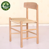 橡木餐椅实木绳编椅子创意咖啡厅椅酒吧椅餐厅椅简约现代