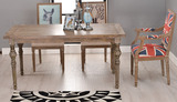 新品创意原实木餐桌椅做旧复古现代高档家用圆腿造型欧式长方桌子