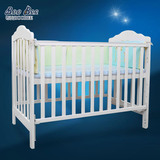 布比婴儿床实木欧式无味环保漆宝宝BB床白色带抽屉多功能儿童床