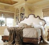 特价 现货 美式实木双人床复古做旧雕花床1.5 1.8米高档软包婚床