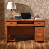 实木书桌 电脑桌 实木办公桌 1.4米橡胶木写字台 原木书桌