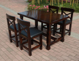 户外庭院餐桌餐椅 实木酒吧桌椅 咖啡桌椅套件 休闲餐桌组合