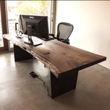 定制 美式铁艺实木不规则会议桌办公桌写字楼工作台办公作业书桌