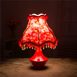 陶瓷缩点 冰裂变 红台灯家居工艺饰品现代简约创意卧室结婚床头灯