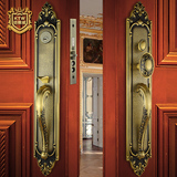 纯铜中式仿古大门锁双开入户实木门锁全铜复古别墅对开门锁Y8511