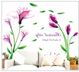 紫百合花自粘客厅卧室沙发墙贴办公室装饰家居用品墙纸壁贴画创意