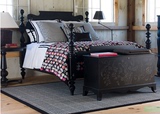 现货美式1米5黑色实木昆西矮柱床美式家具定做1米8桦木婚庆双人床