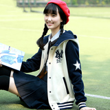 少女秋装外套新款2016韩版初高中学生学院风连帽棒球服开衫卫衣潮