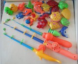 塑料磁性钓鱼玩具大号磁性钓鱼鱼竿三个小鱼22条