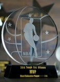 NBA MVP总冠军奖杯 篮球水晶奖杯 奖牌 制作 比赛纪念品颁奖奖品