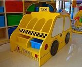 儿童收纳架幼儿园书架豪华玩具架的士造型木制书架小汽车图书柜