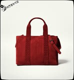 【昀西海外代购】 Massimo Dutti褐红色反绒革购物包 6912691
