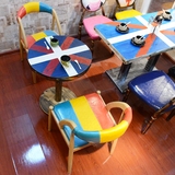 咖啡厅主题餐厅奶茶店酒吧桌椅组合椅子铁艺扶手椅美式西餐厅椅子