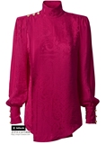 #61 Balmain H＆M女款正品代购HM真丝 衬衫上衣玫红色立领现货