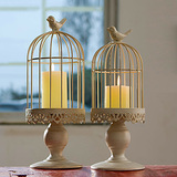 北欧美式古典小鸟笼铁艺蜡烛台 创意家居花艺装饰品摆件结婚礼物