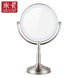 LED镜子欧式圆形8英寸化妆镜 镜子双面放大台式梳妆镜 带灯米卡随