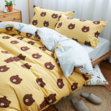 卡通全棉纯棉儿童布朗熊和可妮兔LINE三四件套床上用品床单笠被套