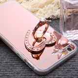 新款iphone4手机壳苹果4s保护套奢华镜面水钻指环全包软壳潮女