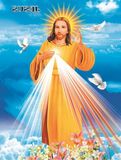 高清耶稣慈悲圣母玛利亚若瑟圣家3D立体画像天主教圣物40X60CM
